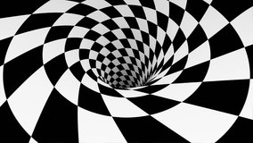 Looping Animation Square Wormholes, Black And White Squares. VJ infinite looped checkerboard tunnel