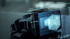 3d technology and augmented reality concept - vr headset with virtual screen and cube hologram - Powered by Shutterstock - Get 15% off with code: PIKWIZARD15