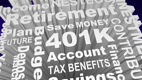 401K Retirement Savings Account Nestegg Word Collage 3d Animation