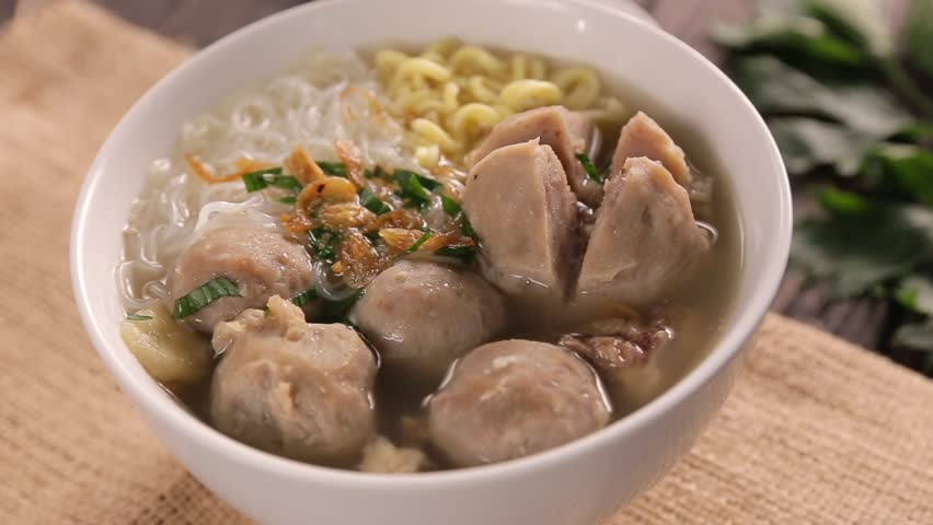 Bakso. Indonesian Meatball Served with Stock Footage Video
