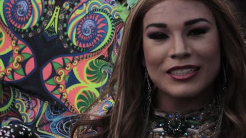 Medellin, Colombia - July 11, 2018: Transgender during gay pride in Medellin