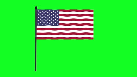 4K United States of America Flag is waving in green screen.
