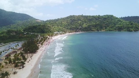 Aerial view maracas bay on the island of Trinidad