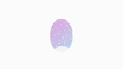 Animation of fingerprint black and white alpha matte Touch ID futuristic digital processing of biometric scanner concept and security scanning of finger cyber mobile phone unlock applications