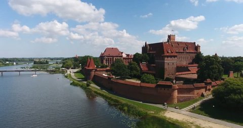 Aerial View Of Red Fortress Castle Stock Video