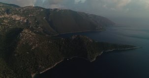 A unique 4k aerial vista of Paradise Bay and the ancient ruins in Kabak Faralya.