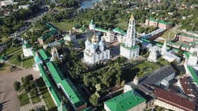 
Aerial view of architectural ensemble of Trinity Lavra of St. Sergius in Russian town of Sergiev Posad