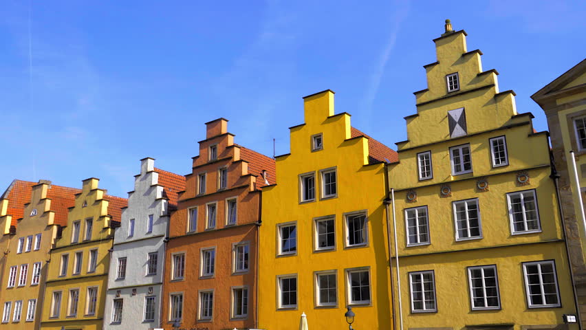 Colorful Houses at the Market Place in Osnabrück Germany Royalty-Free Stock Footage #1014617774