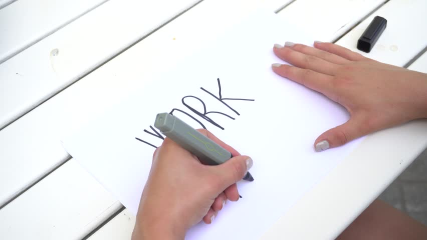Woman Hand Writing Work Hard, Fast Forward