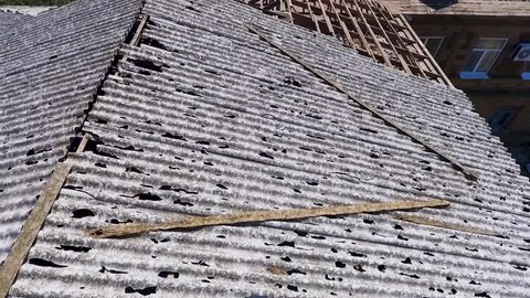 Roofs of houses damaged by hail. Consequences of hail in the village novokorsunskaya Timashevsky district of Krasnodar region 2018.