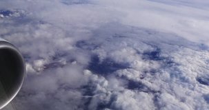 Blue Sky and Clouds from Plane, Real Time 4K