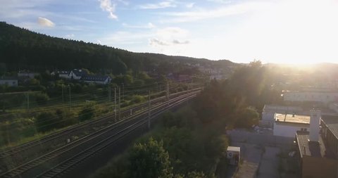 Pendolino train at sunset