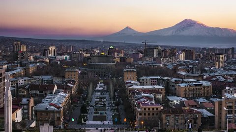 Time lapse of a sunset in Yerevan, Armenia