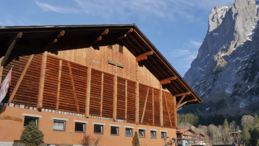 Mountain Lodge and the Wetterhorn near Grindelwald, Bernese Oberland, Canton of Bern, Switzerland, Europe