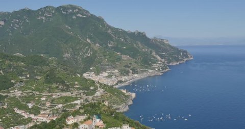 View of Amalfi Coast from Villa Rufolo, Ravello, Costiera Amalfitana (Amalfi Coast), UNESCO World Heritage Site, Campania, Italy, Europe