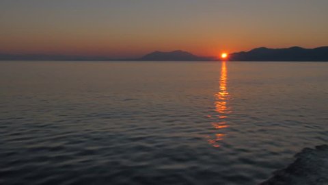 Sunrise at sea, Korcula, Dalmatia, Croatia, Europe 库存视频