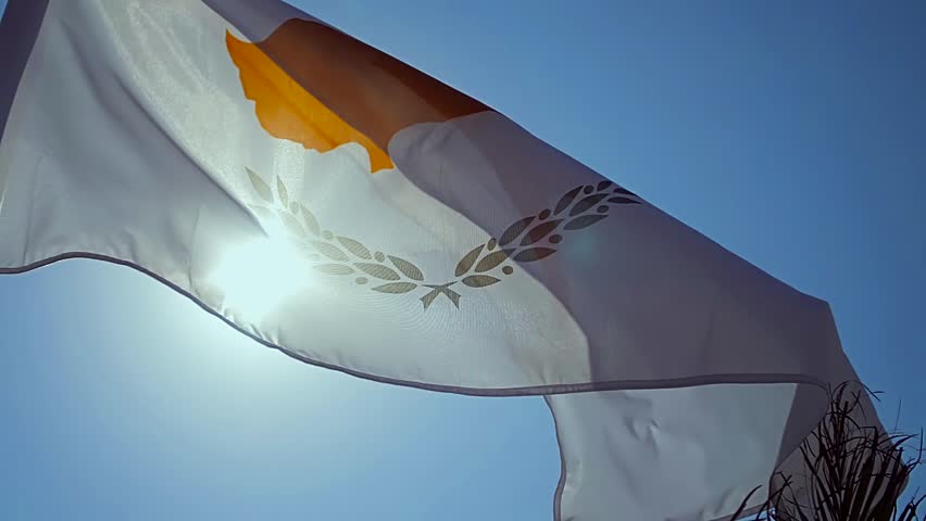 Cyprus flag waving at wind with blue sky Royalty-Free Stock Footage #1014648644