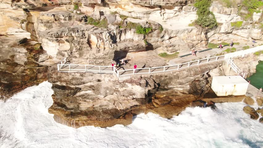 Aerial of Bronte pool, Bronte Beach, Sydney, New South Wales, Australia, Pacific