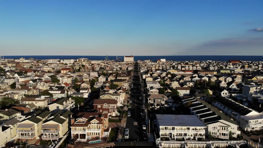 Aerial View Of Ocean City New Jersey Buildings and Skyline 