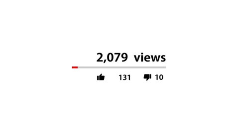 Video counter quickly increasing to 1 million views by putting thumb up button.
Red running Thumb Up. vdo view counter.