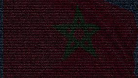 Waving flag of Morocco made of text symbols on a computer screen. Conceptual loopable animation - Powered by Shutterstock - Get 15% off with code: PIKWIZARD15