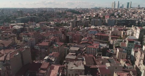 A beautiful 4k aerial flight over Istanbul rooftops. Istanbul. Turkey. 