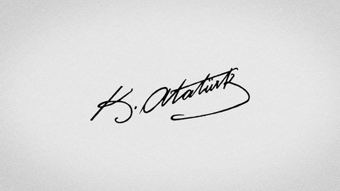 Editorial animation: Signature of the founder of the Turkey, Turkish Republic, Mustafa Kemal Ataturk with the alpha green screen 4k hand writing motion video