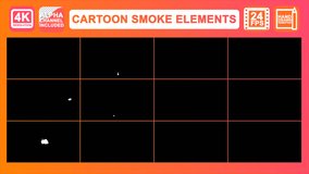Cartoon Smoke Elements Motion Graphics Pack contains hand-drawn elements and transitions. Use with your video and graphics. Combine elements and make excellent text and logo animation. Alpha included