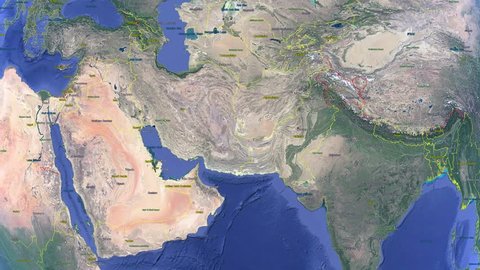Pakistan with flag. 3d earth in space - zoom in Pakistan outer, created using ultra high res NASA