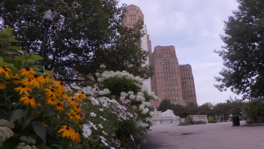 Urban city views in Buffalo New York at Sunrise. Downtown urban city views in Buffalo NY.