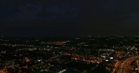Atlanta Aerial v463 Panoramic cityscape view at night with freeway detail 7/18