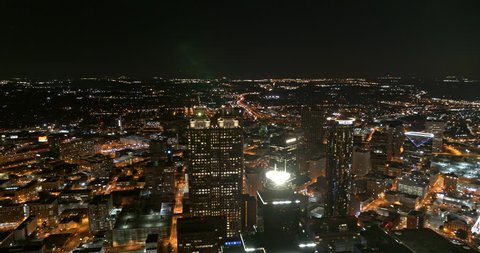 Atlanta Aerial v388 Panoramic night view of downtown 1/18