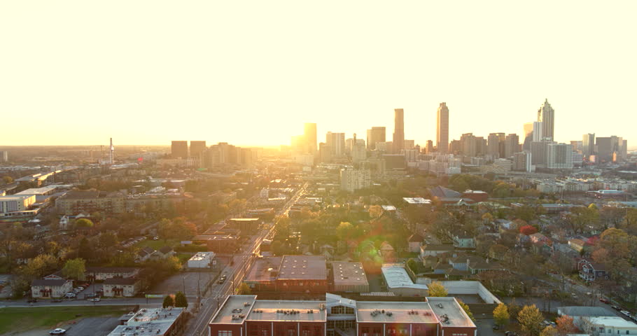 Atlanta Aerial v416 Panoramic cityscape sunset view 3/18