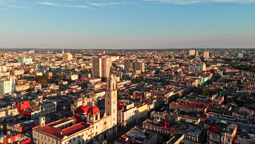 Cuba Havana v55 Birdseye view of cityscape with church in foreground 4/18