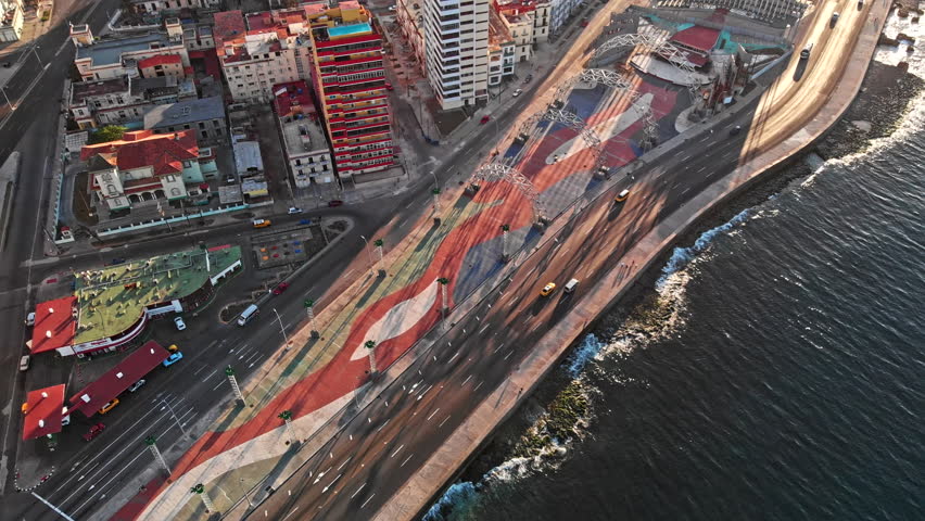 Cuba Havana v52 Vertical to birdseye view of monument and Malecon 4/18