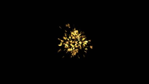 Golden popper explosions confetti on a black isolated background