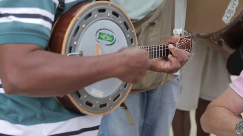 Musicians on Avenida Atlantica, Copacabana, Rio de Janeiro, Brazil, South America
