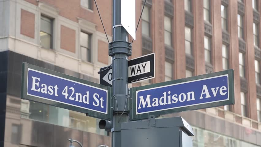 Madison Avenue & 42nd Street Signs, Manhattan, New York City, New York, USA, North America Royalty-Free Stock Footage #1014738431