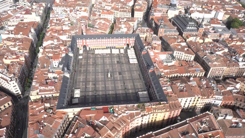Aerial image of Plaza Mayor of Madrid Spain.