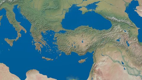 3D Earth zoom in to Turkey (without labels)