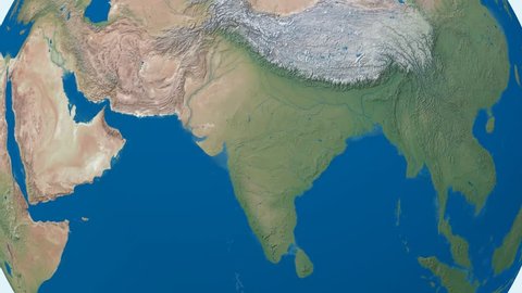 3D Earth zoom in to India (without labels)