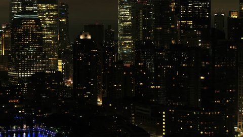 NYC aerial night tour footage
