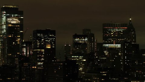 Night aerial footage New York Manhattan 4k 24p