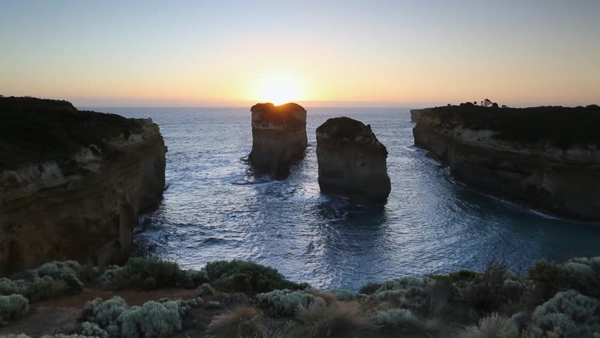 Loch Ard Gorge at sunset, Port Campbell National Park, Great Ocean Road, Victoria, Australia