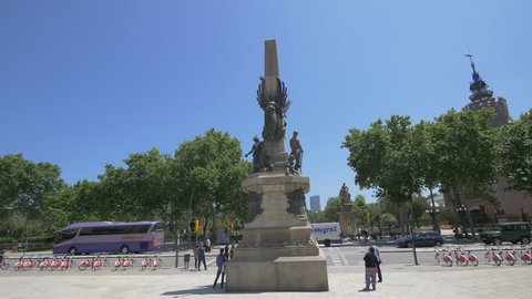 Barcelona, Spain - October, 2016: Monument to Rius i Taulet on Passeig Lluis Companys in Barcelona, Spain
