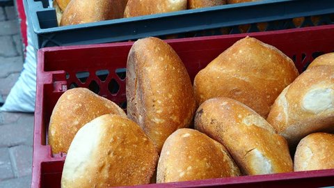 fresh and round turkish black sea bread in basket