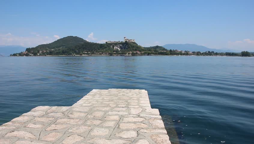 Arona, Lake Maggiore and Rocca Borromea. Piedmont, Italy