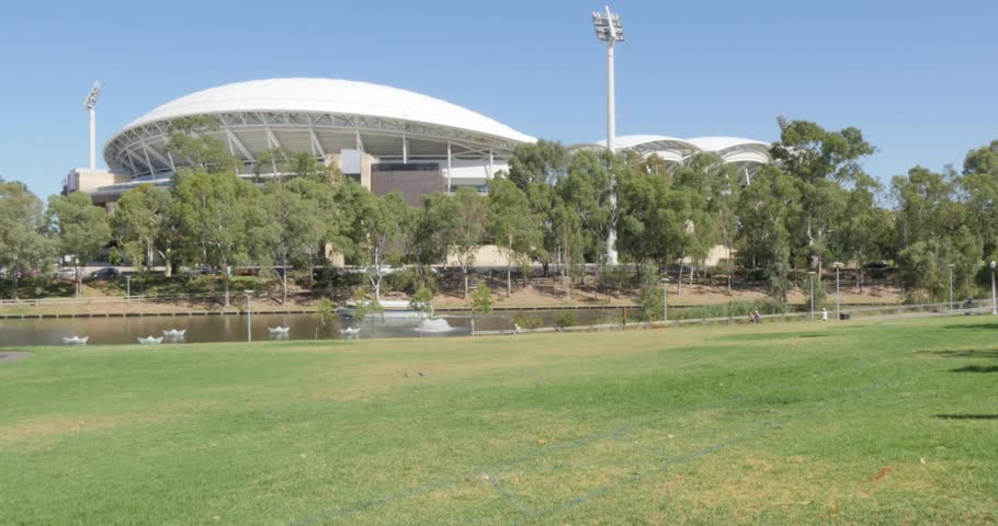 Adelaide Oval and Bandstand in Elder Park, Adelaide, South Australia, Australia