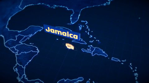 Jamaica country border 3D visualization, modern map outline, travel