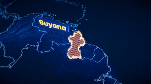 Guyana country border 3D visualization, modern map outline, travel